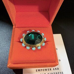 Kurt Geiger London Green Oval Cocktail Ring Size US 8